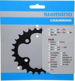 Shimano DEORE Chainring For FC-M590/591 26T 9-speed | Bike-Discount